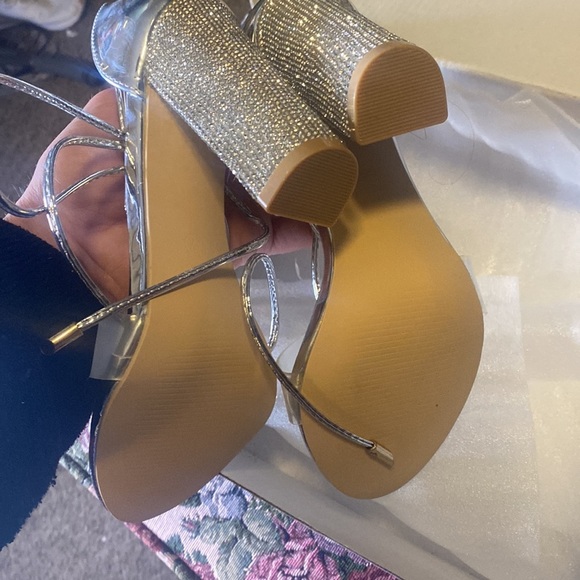 LALA IKAI Women’s Rhinestone High Heels Sandals Ankle Strappy Clear - Picture 13 of 13